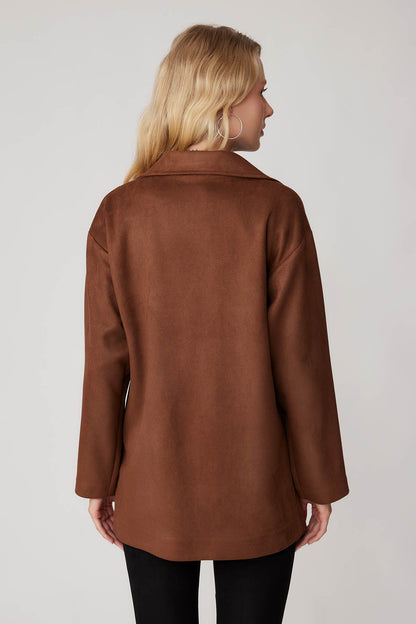 SUEDE JACKET WITH SINGLE BUTTON POCKET
