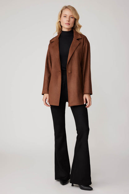 SUEDE JACKET WITH SINGLE BUTTON POCKET
