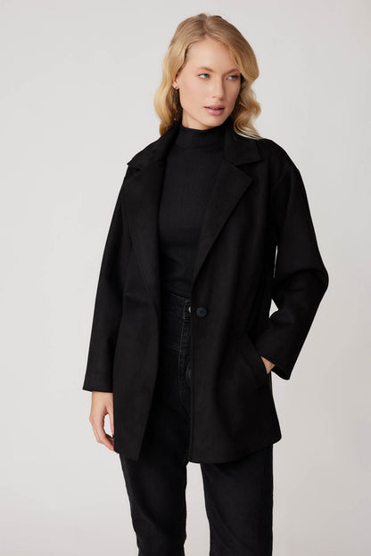 SUEDE JACKET WITH SINGLE BUTTON POCKET