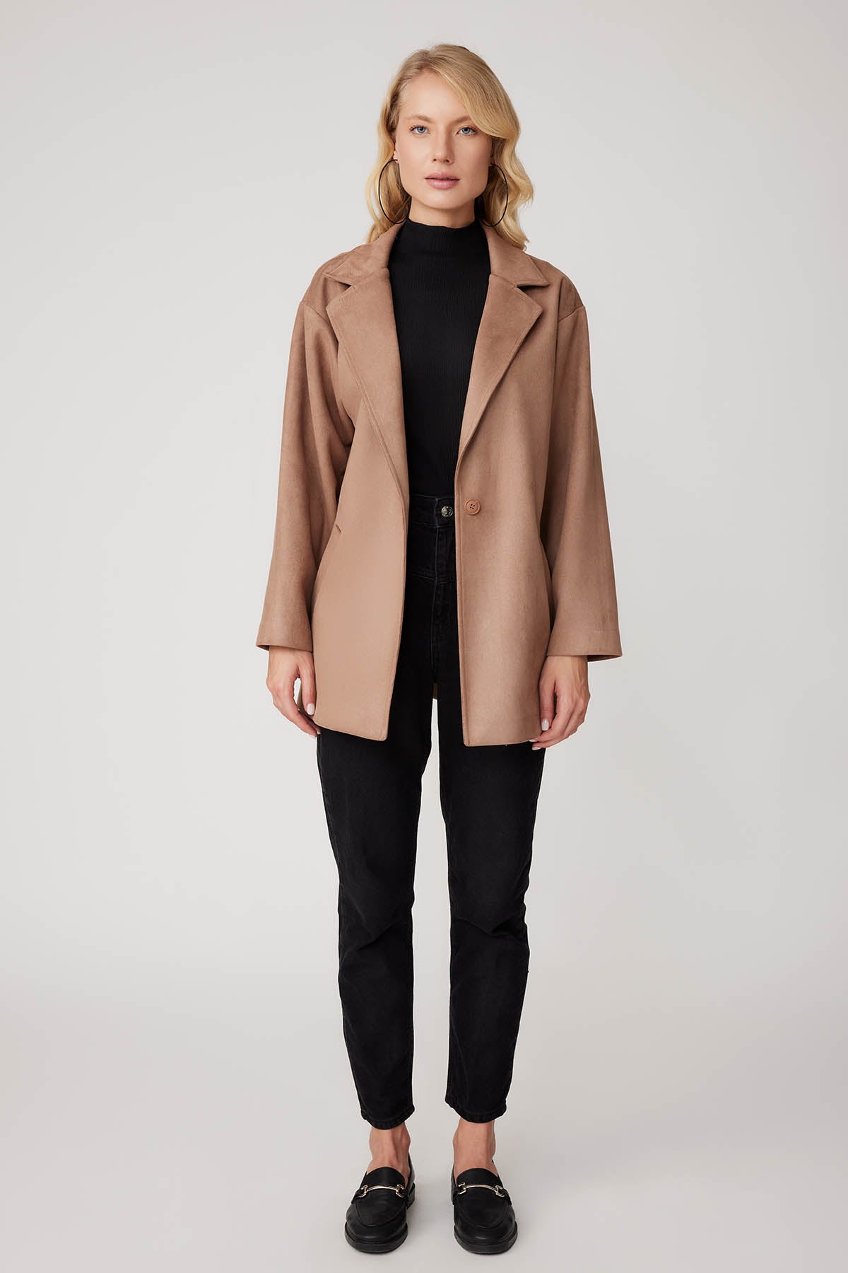 SUEDE JACKET WITH SINGLE BUTTON POCKET