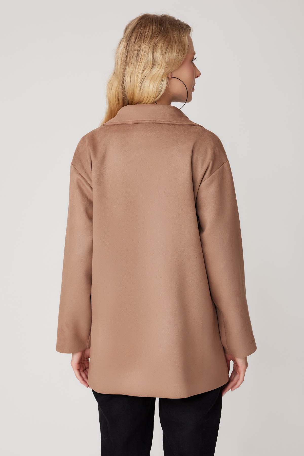 SUEDE JACKET WITH SINGLE BUTTON POCKET