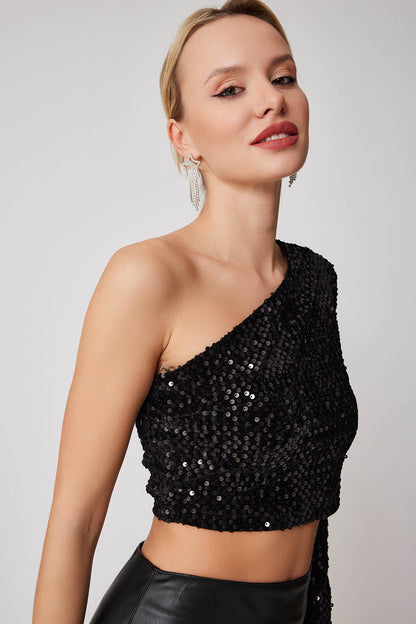 ONE SHOULDER CROP BLOUSE