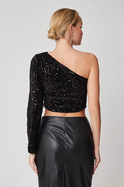 ONE SHOULDER CROP BLOUSE
