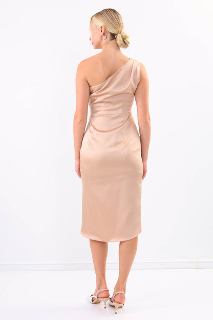 ONE SHOULDER SATIN DRESS