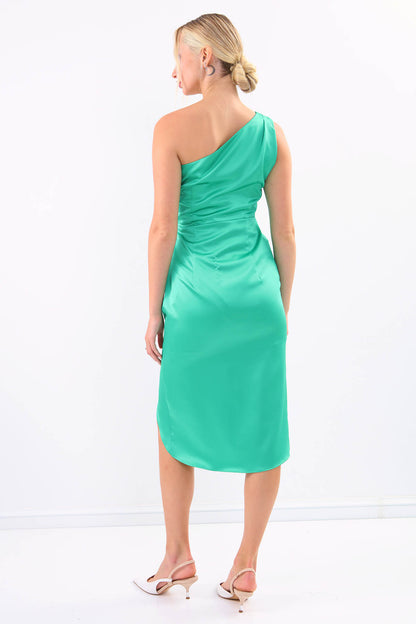 ONE SHOULDER SATIN DRESS