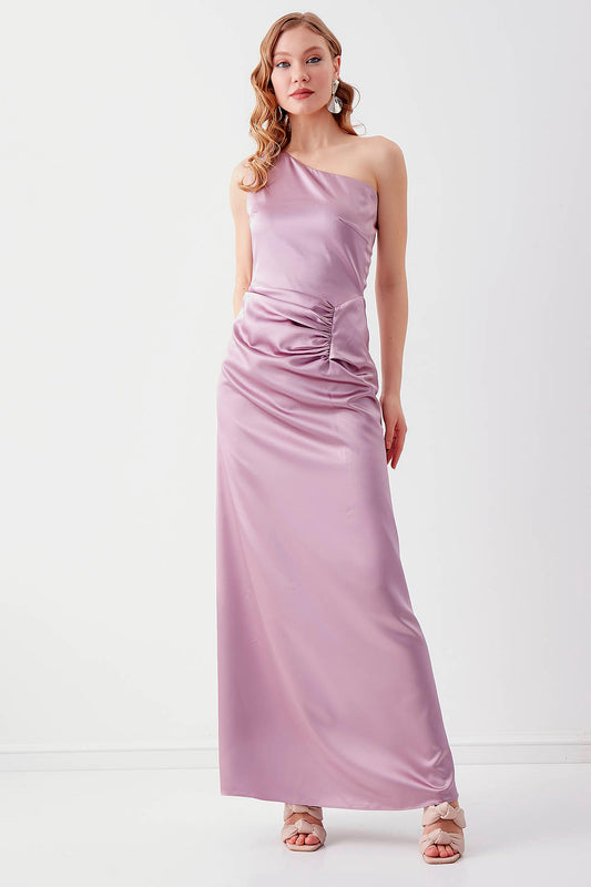 ONE SHOULDER SATIN MAXI DRESS