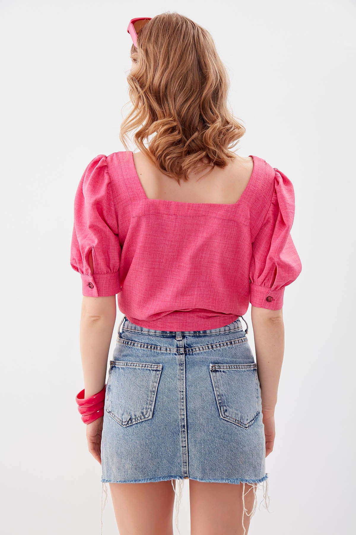U-COLLAR LOOSE SLEEVE BUTTON BLOUSE