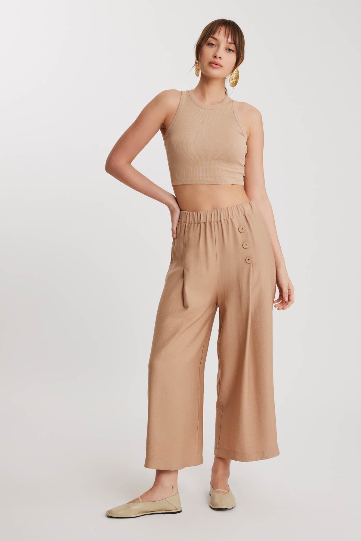 TRI-BUTTON WIDE BATCH PLEATED TROUSERS