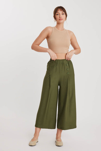 TRI-BUTTON WIDE BATCH PLEATED TROUSERS
