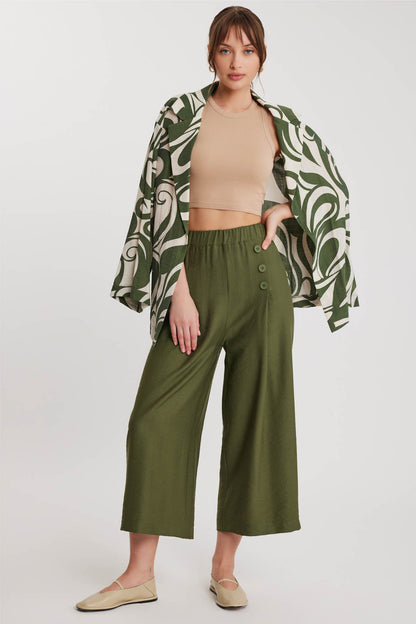 TRI-BUTTON WIDE BATCH PLEATED TROUSERS
