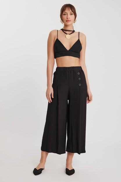 TRI-BUTTON WIDE BATCH PLEATED TROUSERS