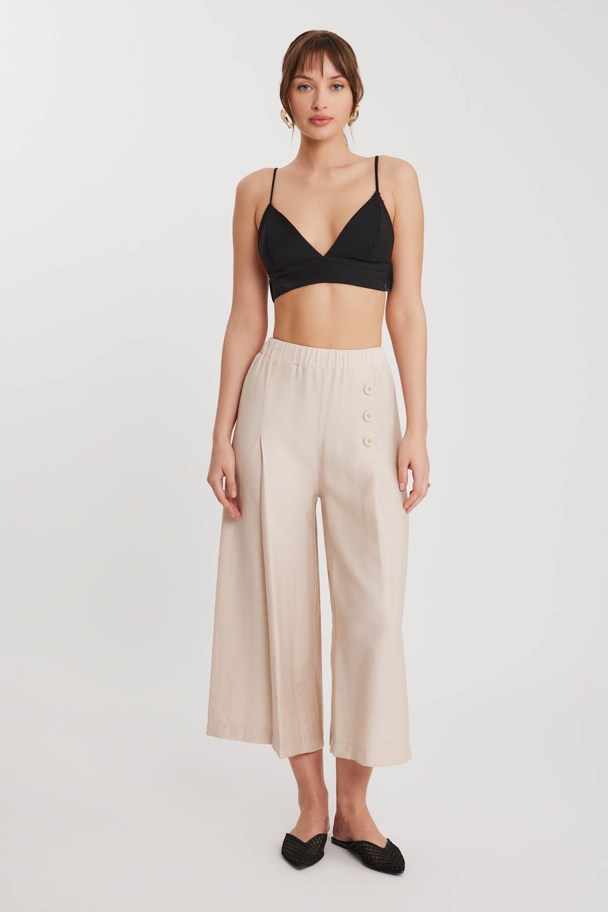 TRI-BUTTON WIDE BATCH PLEATED TROUSERS