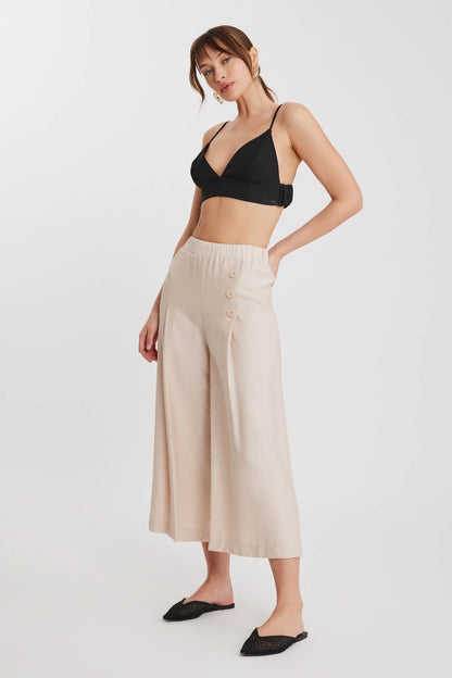 TRI-BUTTON WIDE BATCH PLEATED TROUSERS