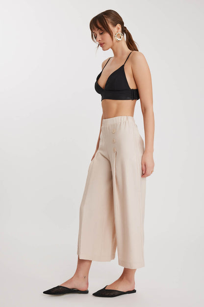 TRI-BUTTON WIDE BATCH PLEATED TROUSERS