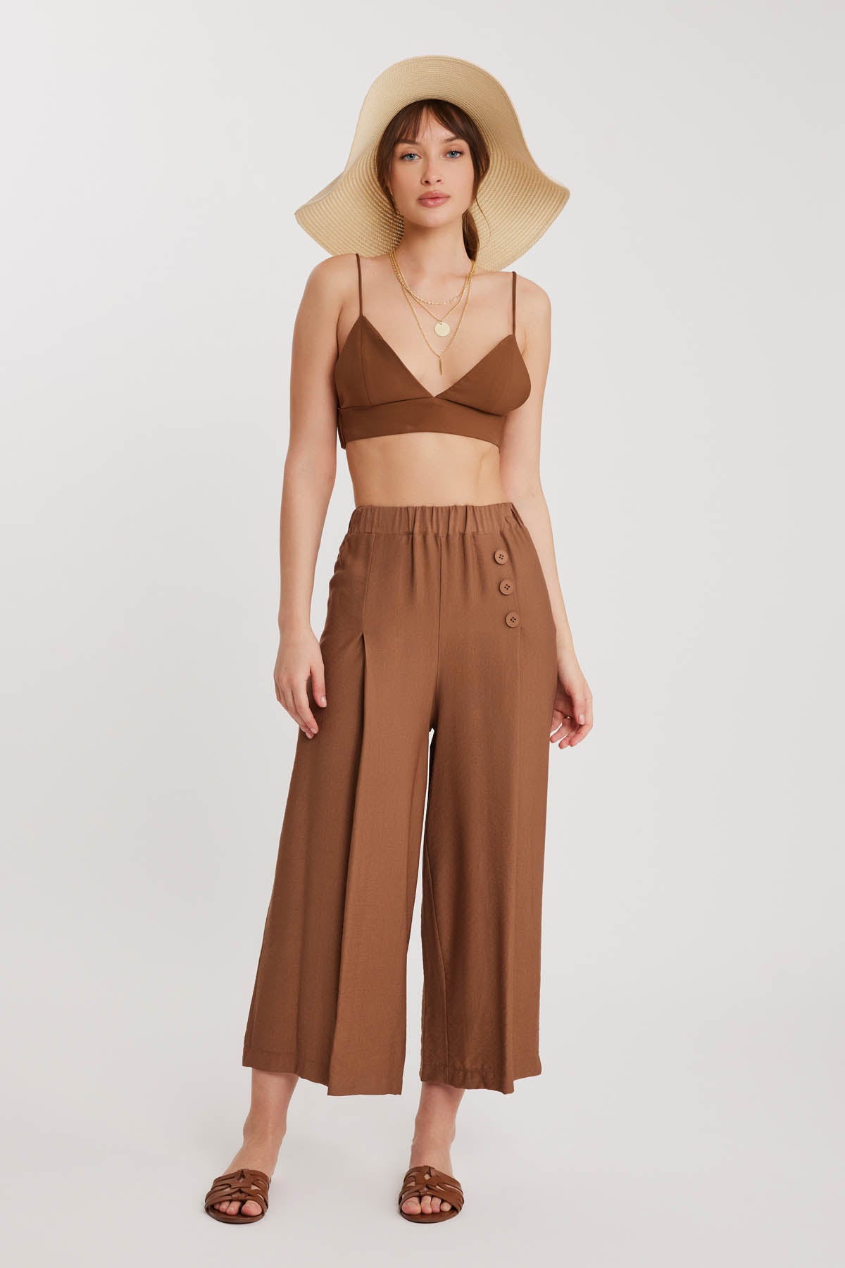 TRI-BUTTON WIDE BATCH PLEATED TROUSERS