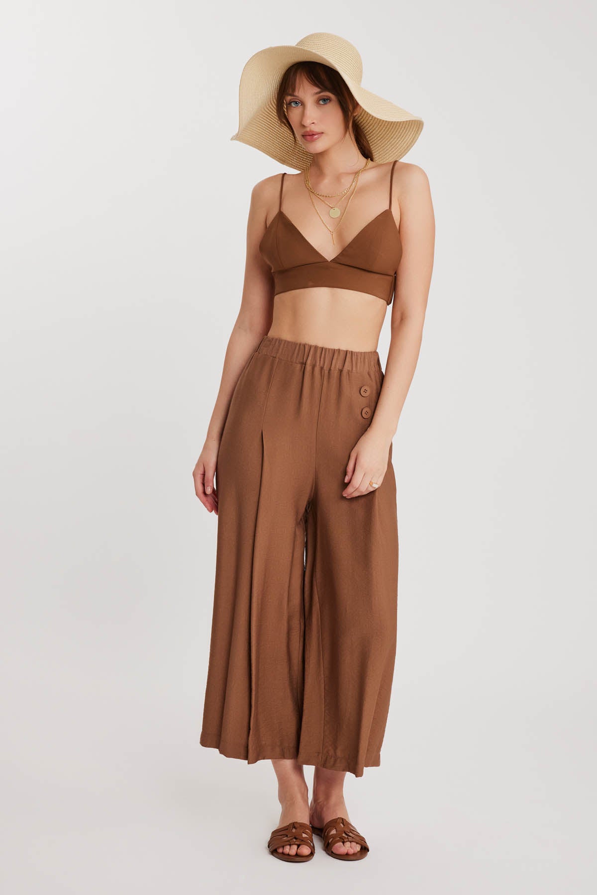 TRI-BUTTON WIDE BATCH PLEATED TROUSERS