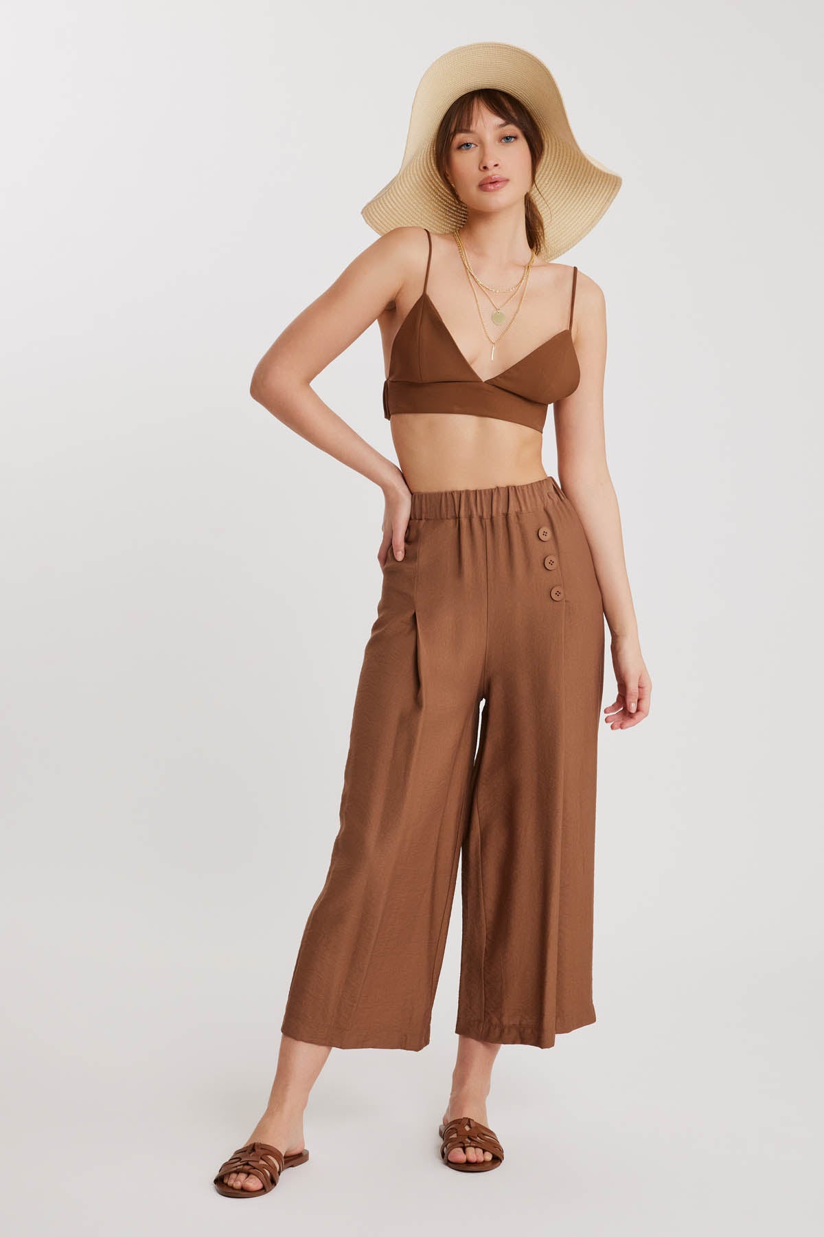TRI-BUTTON WIDE BATCH PLEATED TROUSERS