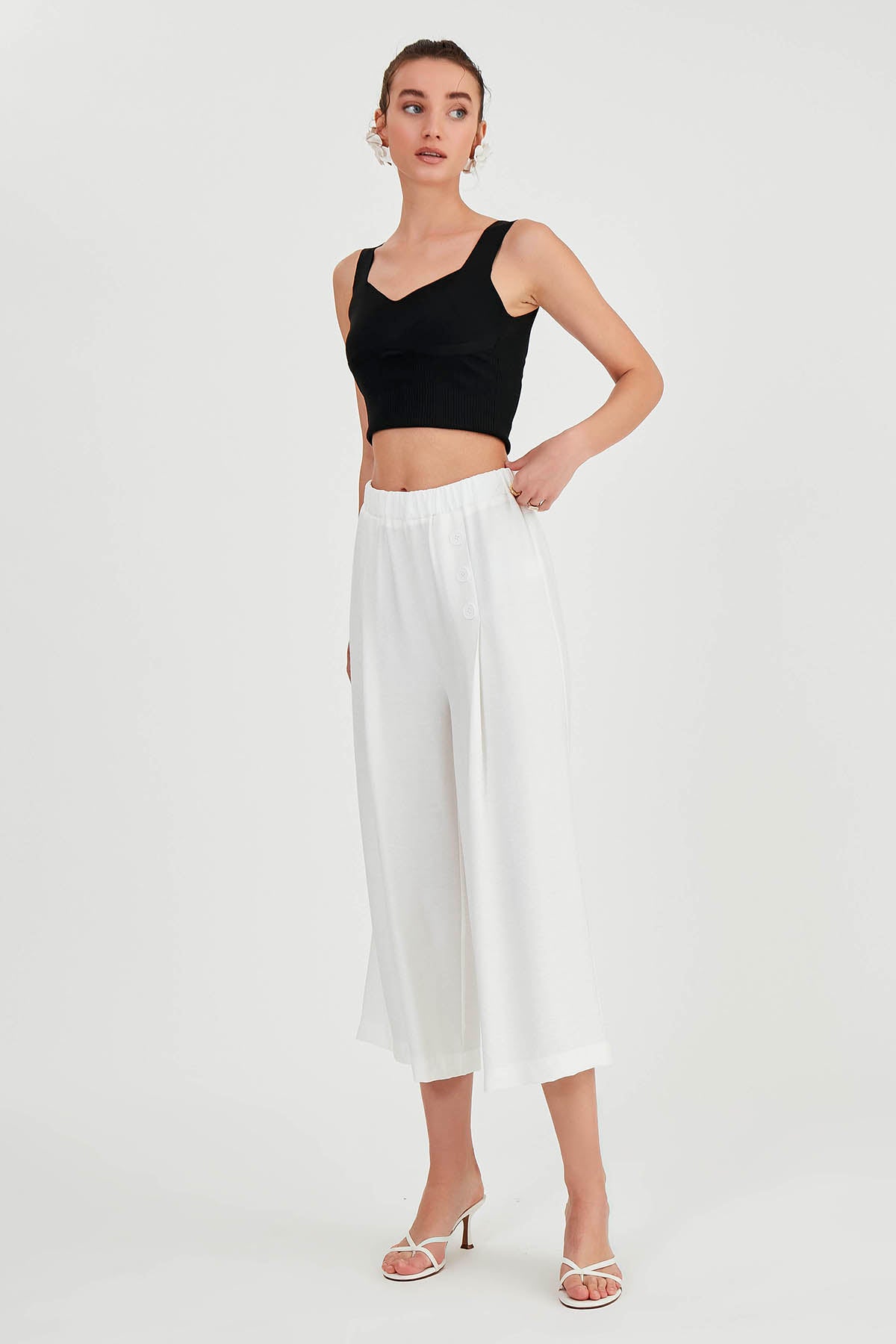 TRI-BUTTON WIDE BATCH PLEATED TROUSERS
