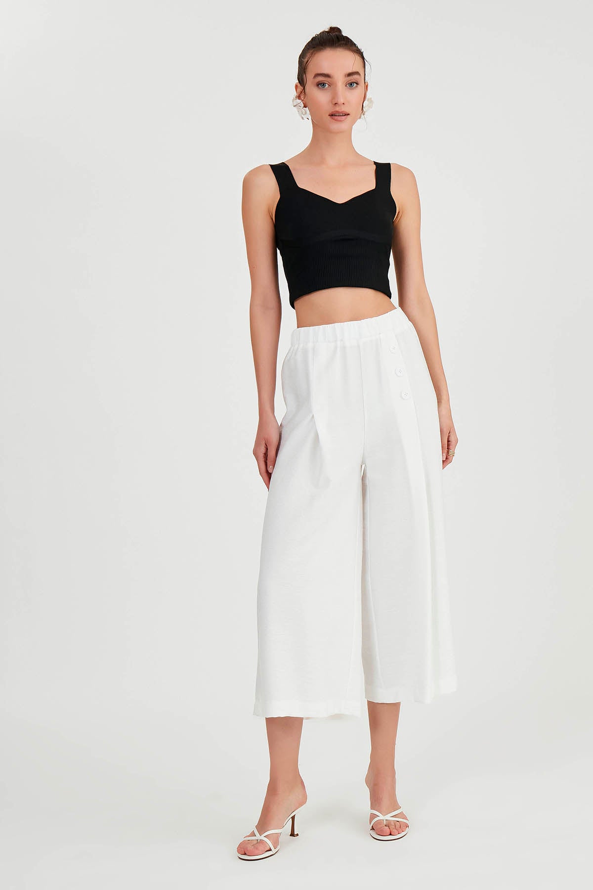 TRI-BUTTON WIDE BATCH PLEATED TROUSERS