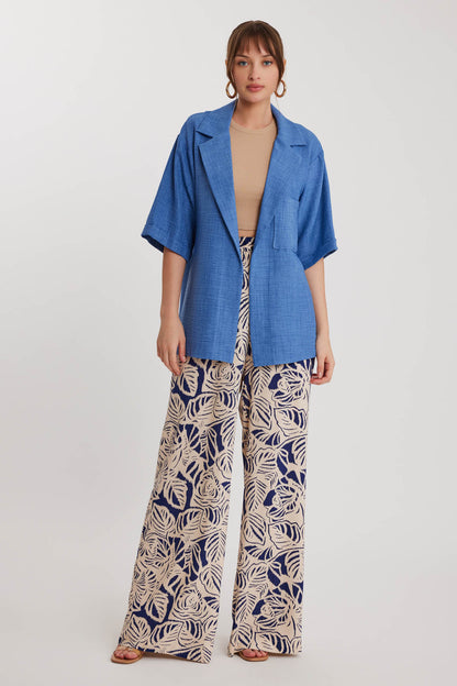 LONG COLLAR DETAILED LOW SHOULDER JACKET