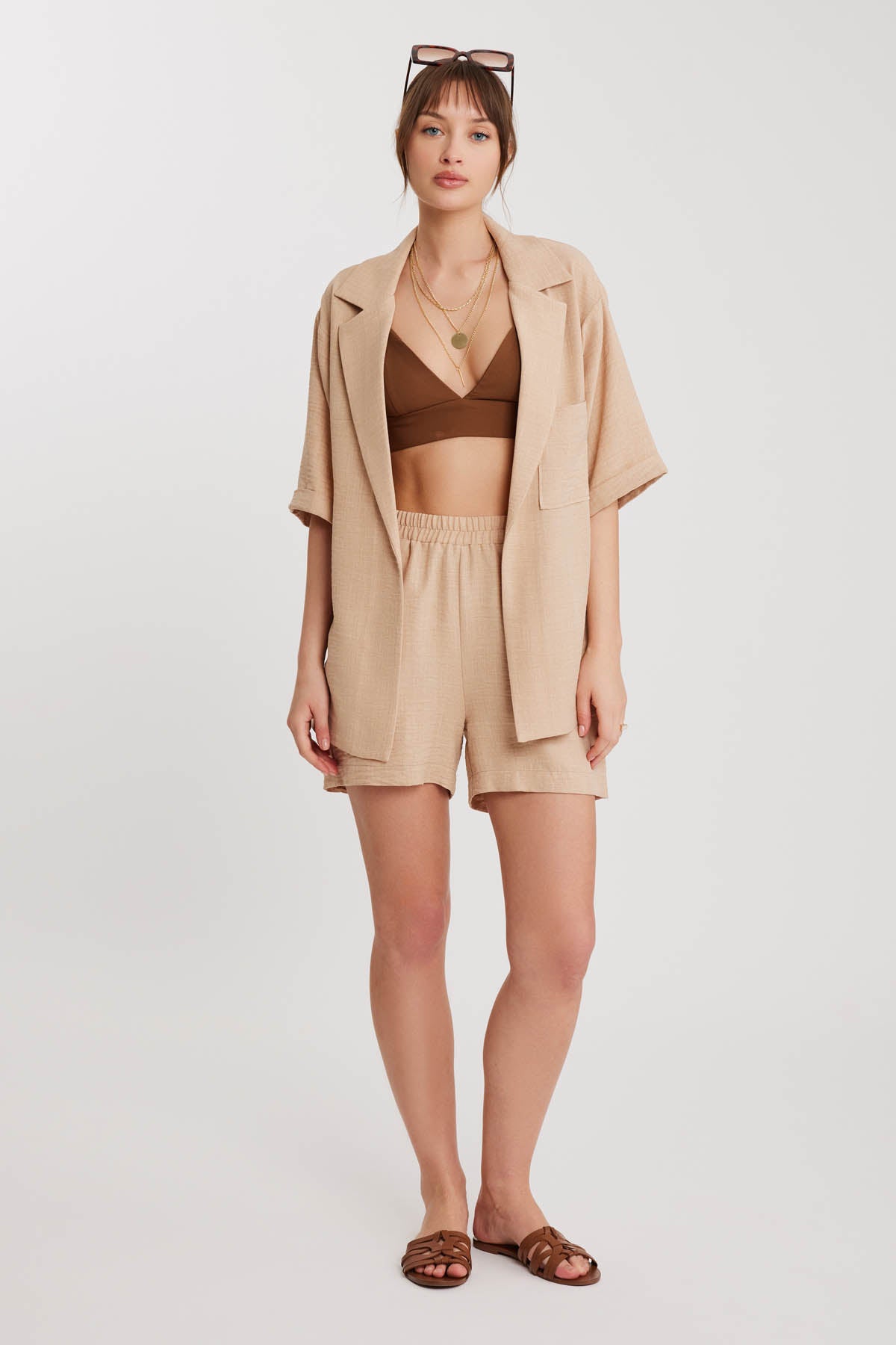 LONG COLLAR DETAILED LOW SHOULDER JACKET