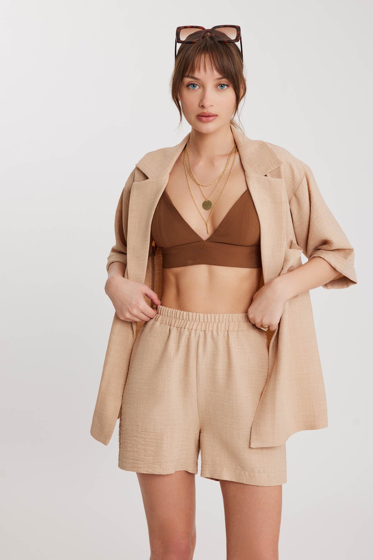 LONG COLLAR DETAILED LOW SHOULDER JACKET