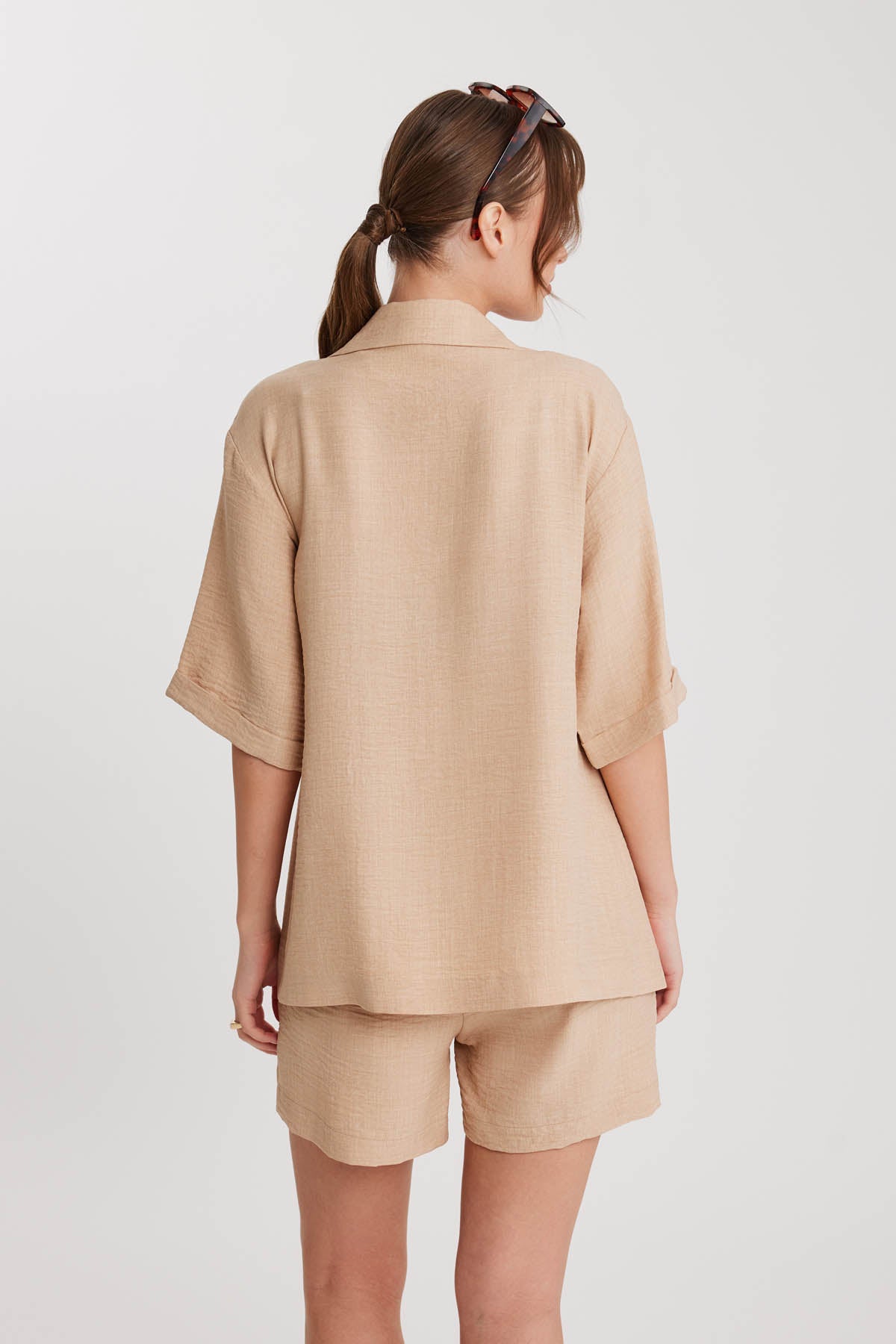 LONG COLLAR DETAILED LOW SHOULDER JACKET