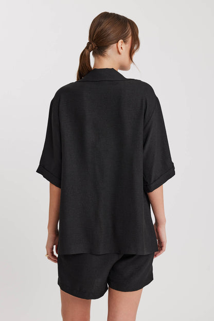 LONG COLLAR DETAILED LOW SHOULDER JACKET