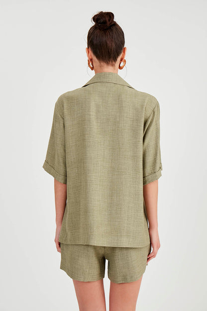 LONG COLLAR DETAILED LOW SHOULDER JACKET