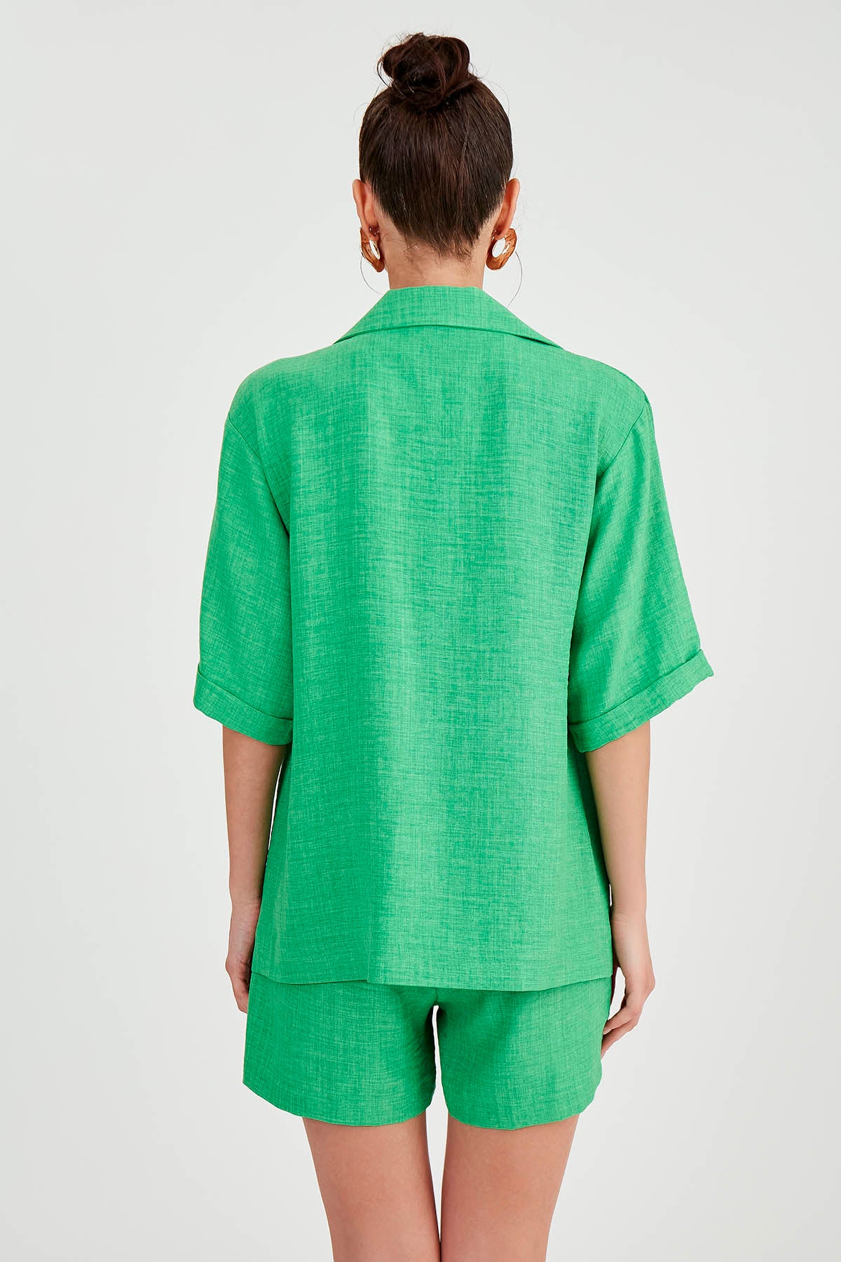 LONG COLLAR DETAILED LOW SHOULDER JACKET