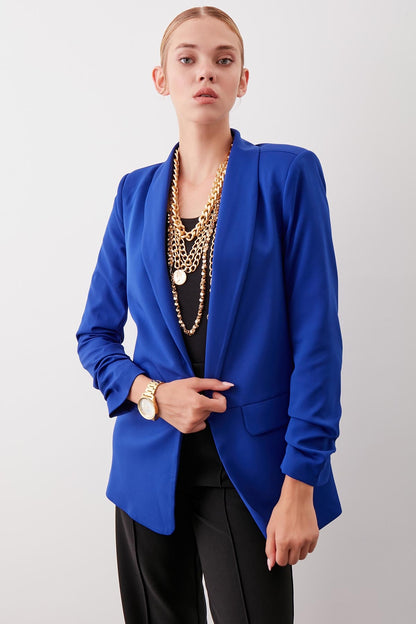 LONG COLLAR DETAILED SLEEVE BLAZER JACKET
