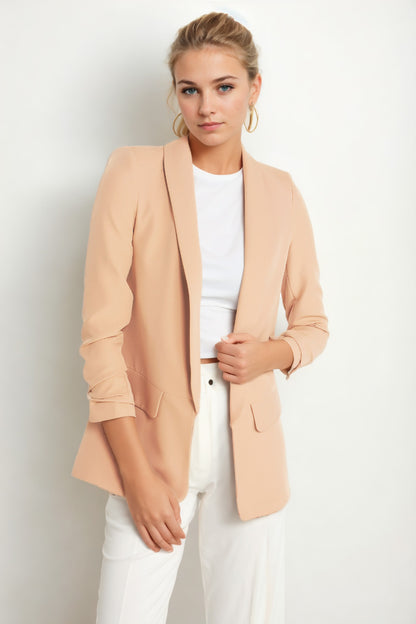 LONG COLLAR DETAILED SLEEVE BLAZER JACKET