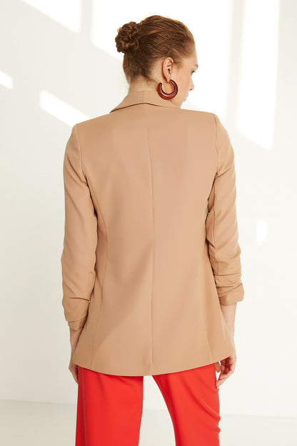 LONG COLLAR DETAILED SLEEVE BLAZER JACKET