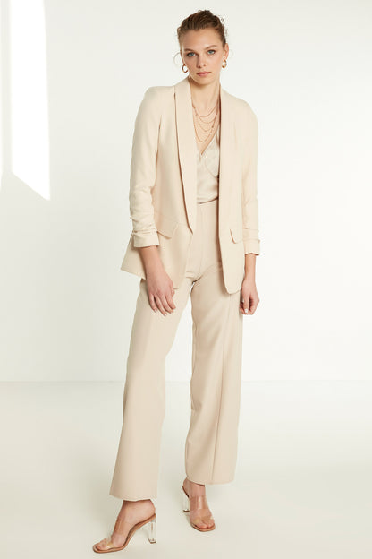 LONG COLLAR DETAILED SLEEVE BLAZER JACKET