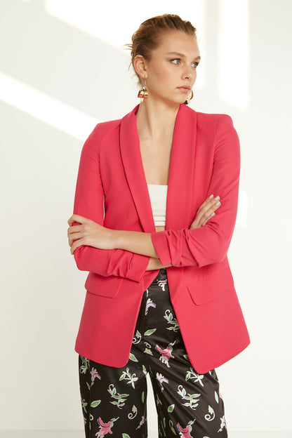 LONG COLLAR DETAILED SLEEVE BLAZER JACKET