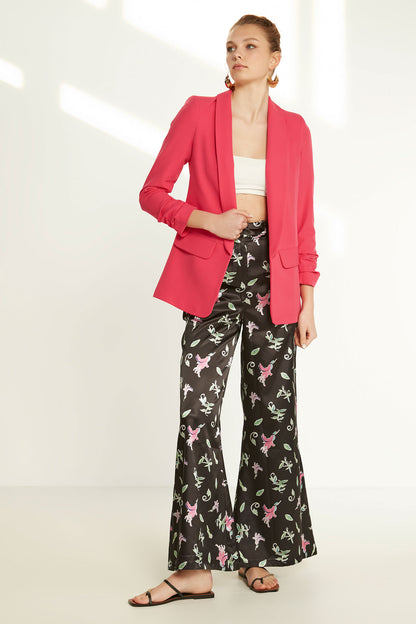 LONG COLLAR DETAILED SLEEVE BLAZER JACKET