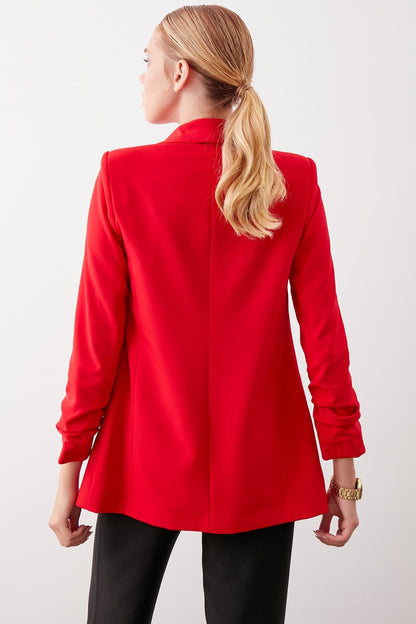 LONG COLLAR DETAILED SLEEVE BLAZER JACKET