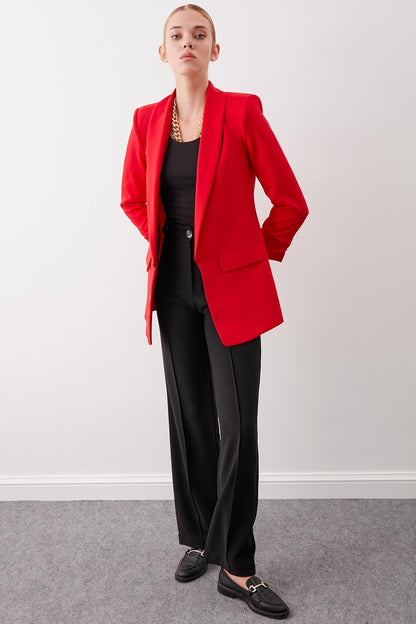 LONG COLLAR DETAILED SLEEVE BLAZER JACKET