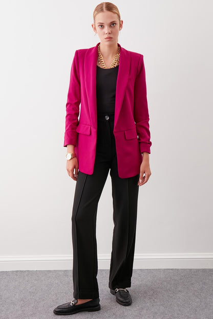 LONG COLLAR DETAILED SLEEVE BLAZER JACKET