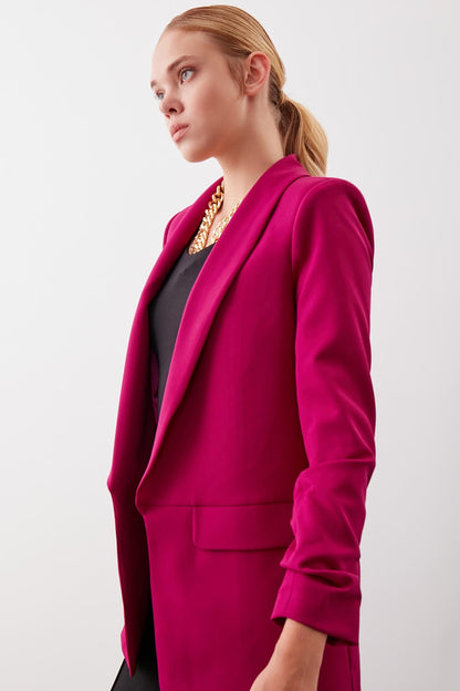 LONG COLLAR DETAILED SLEEVE BLAZER JACKET