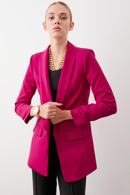 LONG COLLAR DETAILED SLEEVE BLAZER JACKET