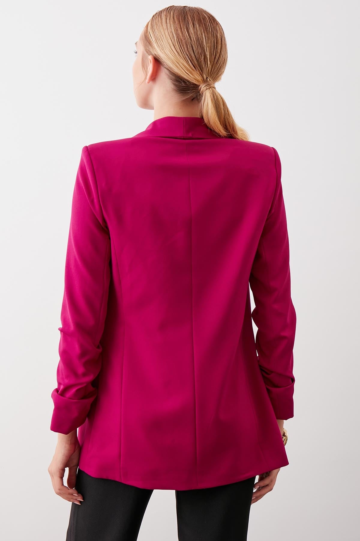 LONG COLLAR DETAILED SLEEVE BLAZER JACKET