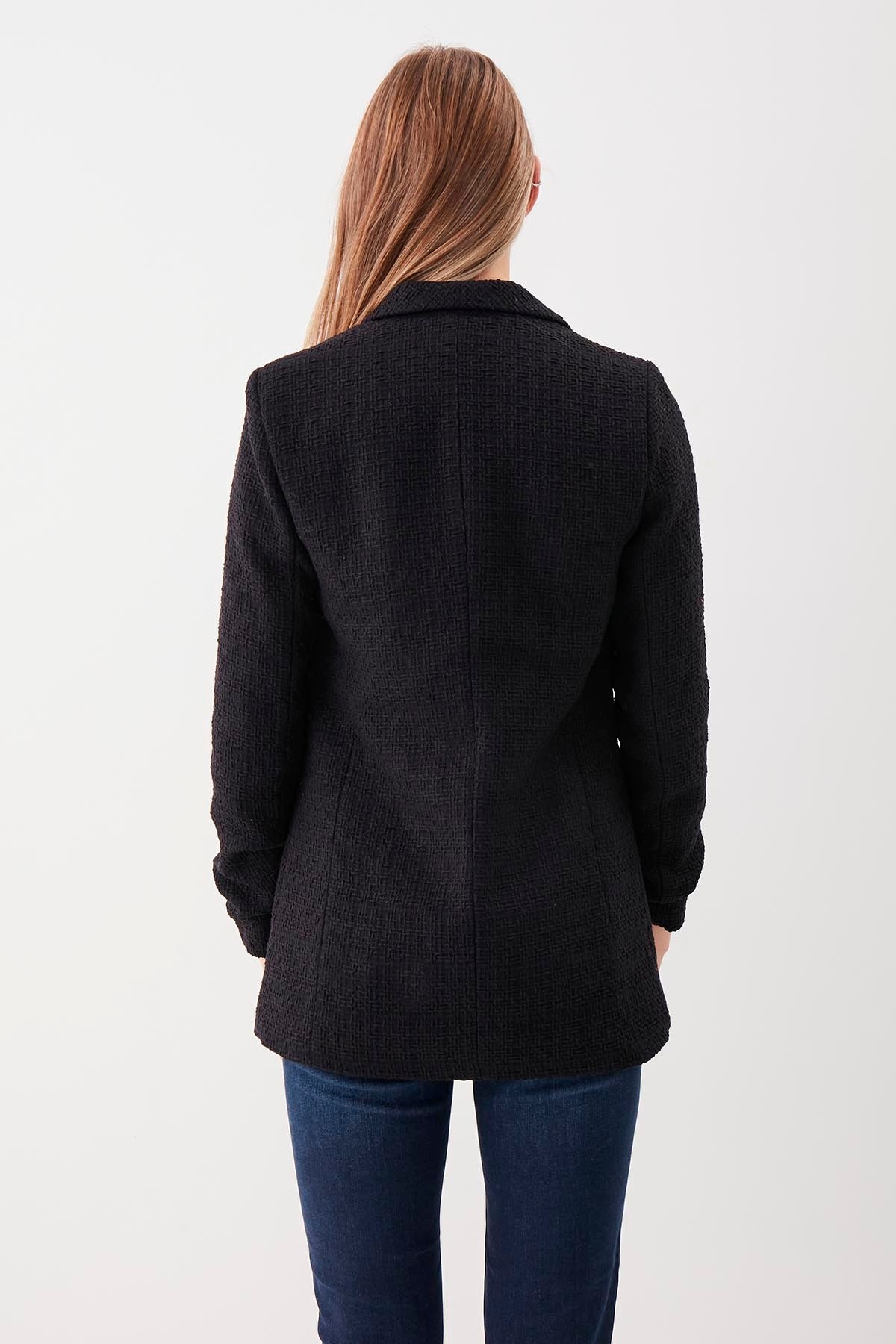 LONG COLLAR DETAILED SLEEVE RUCKLEBERRY JACKET