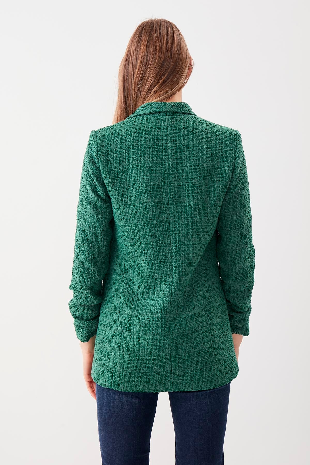 LONG COLLAR DETAILED SLEEVE RUCKLEBERRY JACKET