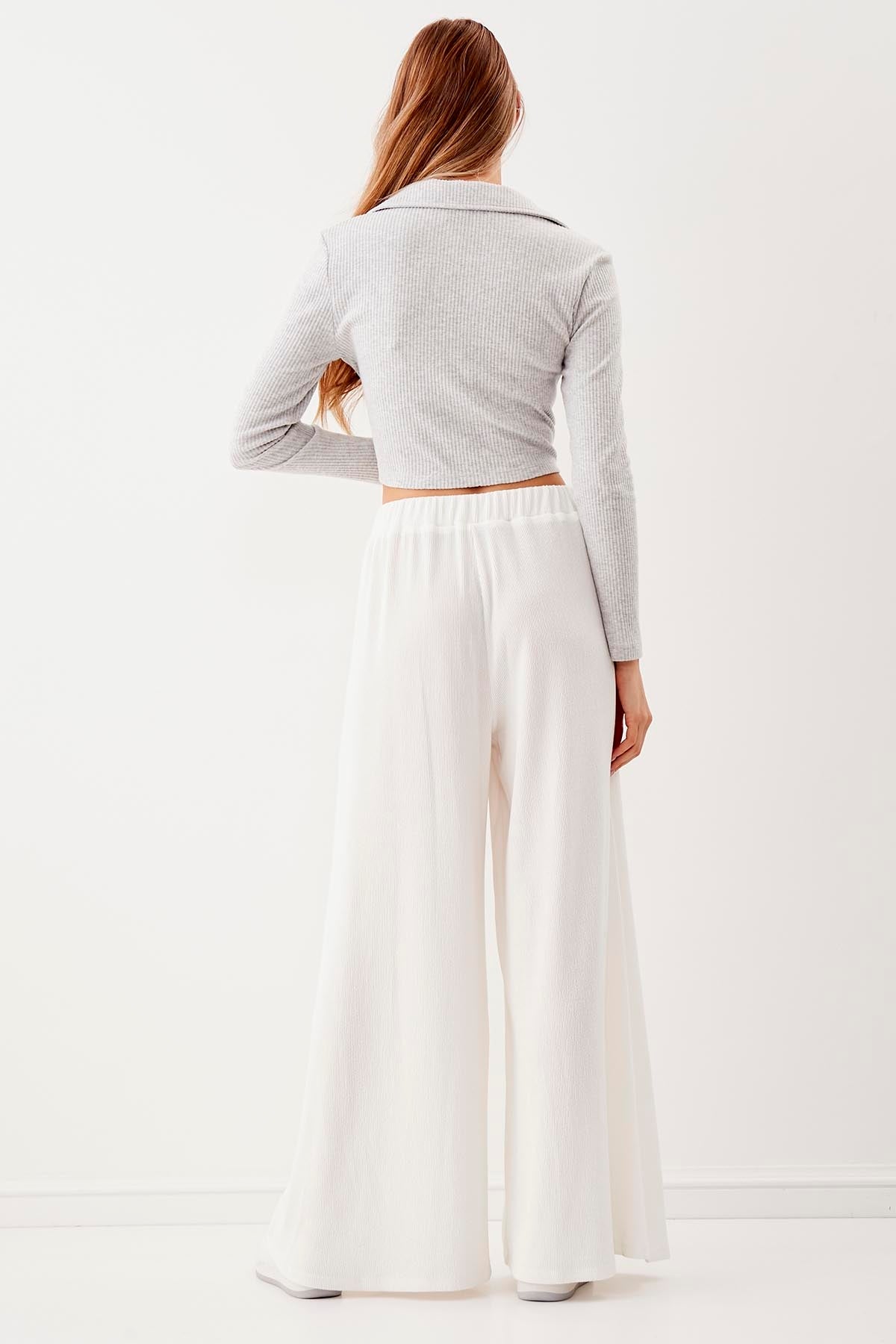 V COLLAR CROP BLOUSE