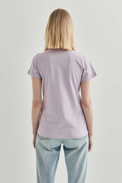 V COLLAR SHORT SLEEVE COTTON T-SHIRT