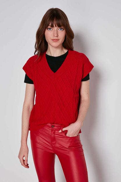 V COLLAR RELAX FIT KNITTED SWEATER