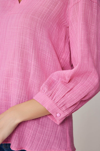 VISCOSE LINEN JUDGE COLLAR BLOUSE