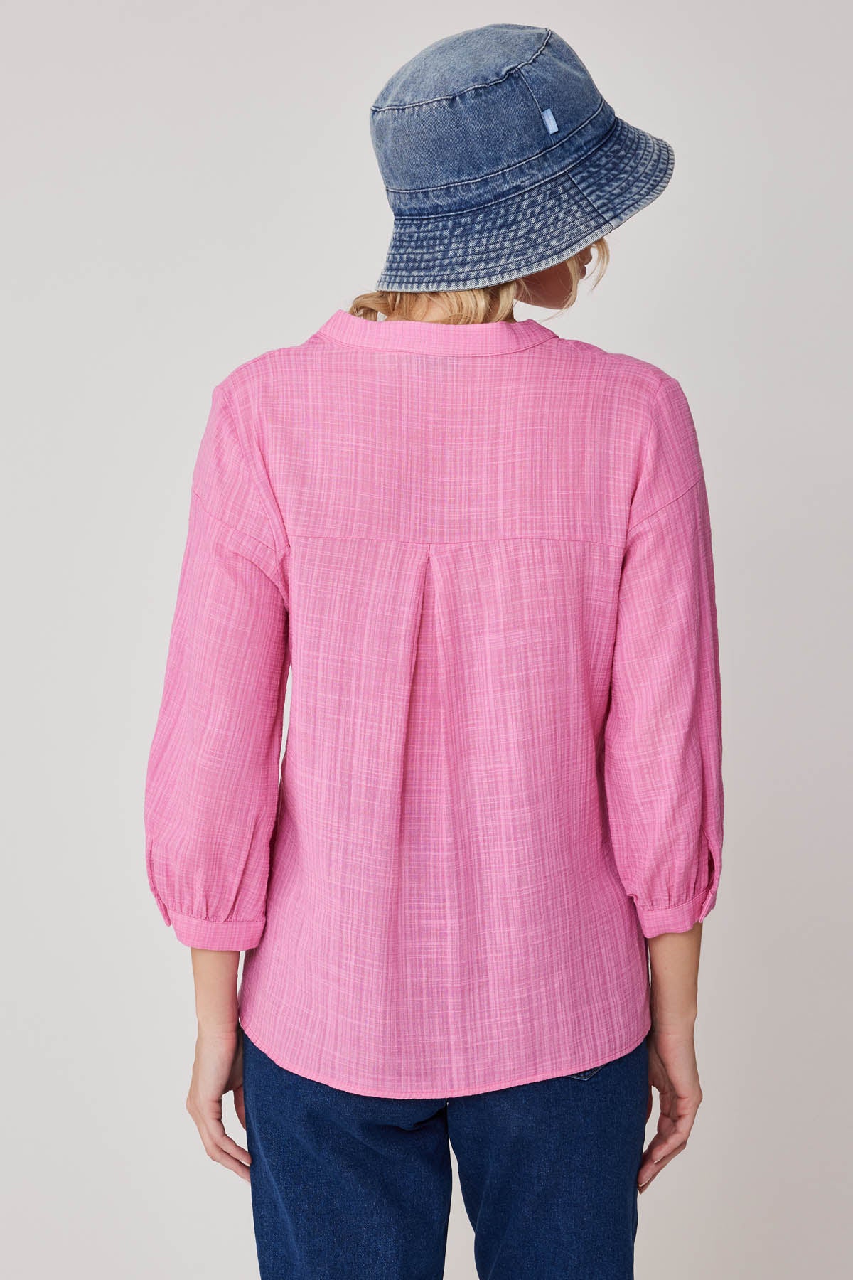 VISCOSE LINEN JUDGE COLLAR BLOUSE