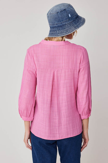 VISCOSE LINEN JUDGE COLLAR BLOUSE
